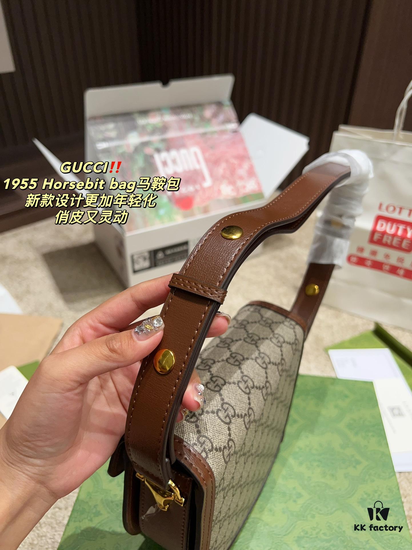 693092626e68136f4d9a9cc4 Authentic GUCCI 1955 Horsebit Bag, Saddle Bag with Full Packaging, Size 19.14