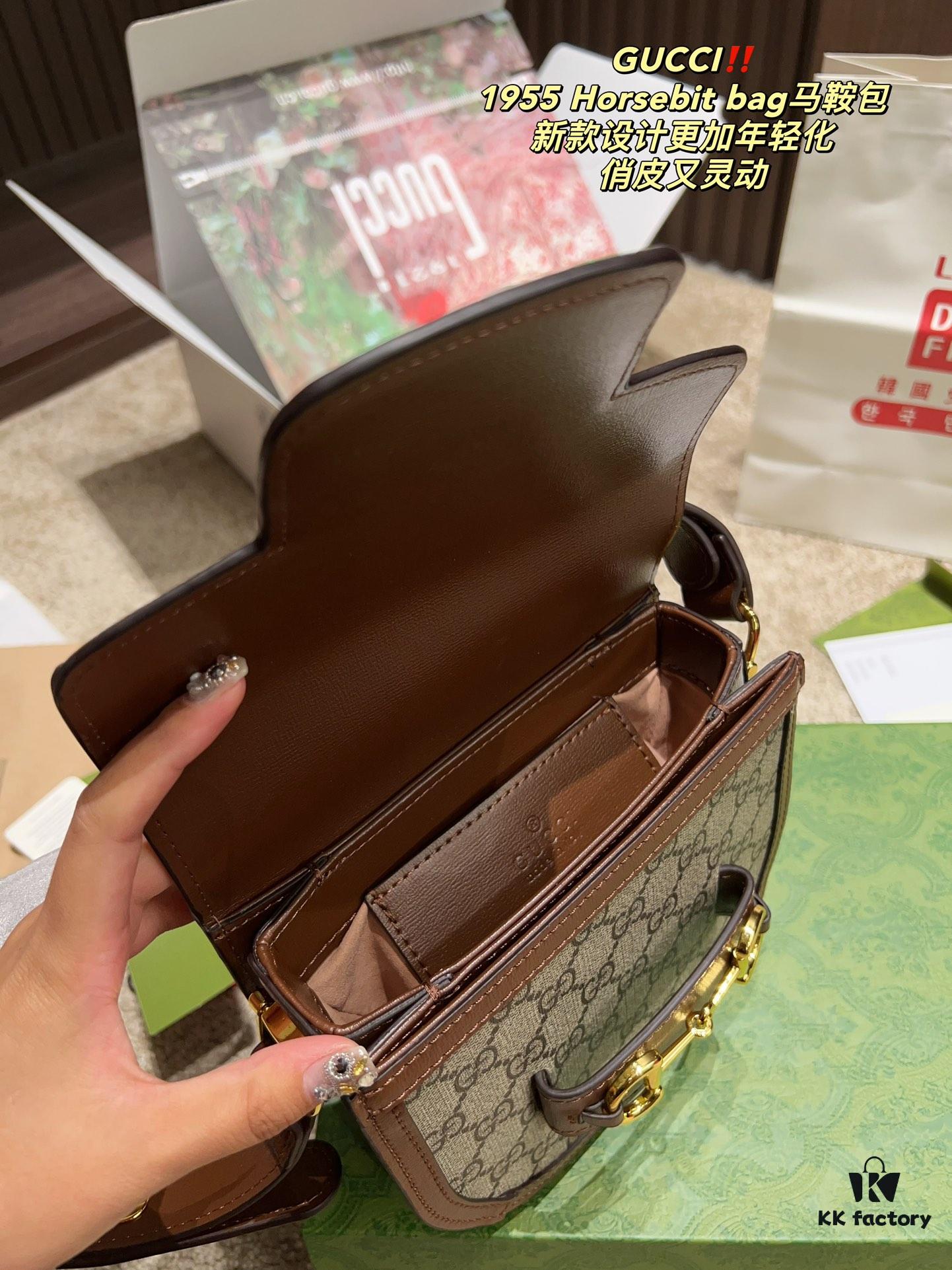 693092636e68136f4d9a9cc5 Authentic GUCCI 1955 Horsebit Bag, Saddle Bag with Full Packaging, Size 19.14