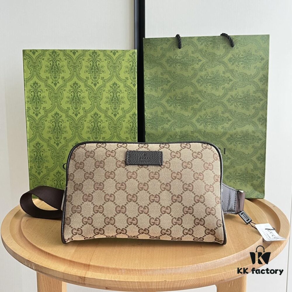 693092ab6e68136f4d9a9d2d Gucci Canvas and Leather GG Print Zipper Bag Unisex Chest Waist Crossbody Bag