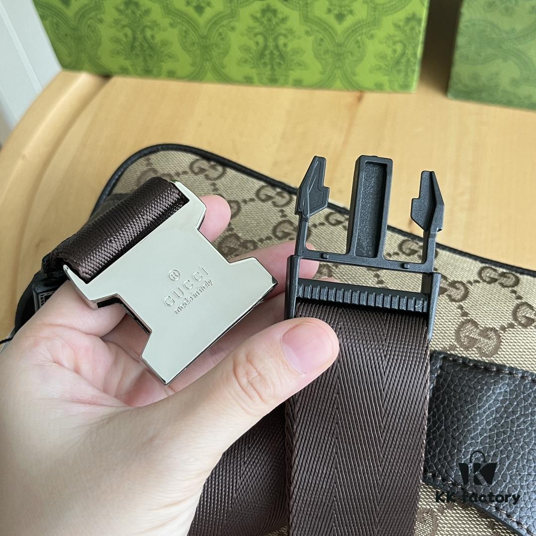 693092ac6e68136f4d9a9d30 Gucci Canvas and Leather GG Print Zipper Bag Unisex Chest Waist Crossbody Bag