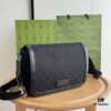 693092b16e68136f4d9a9d37 Gucci New Flat Messenger Bag Model 449172 Black Fabric Size 28x20x9cm