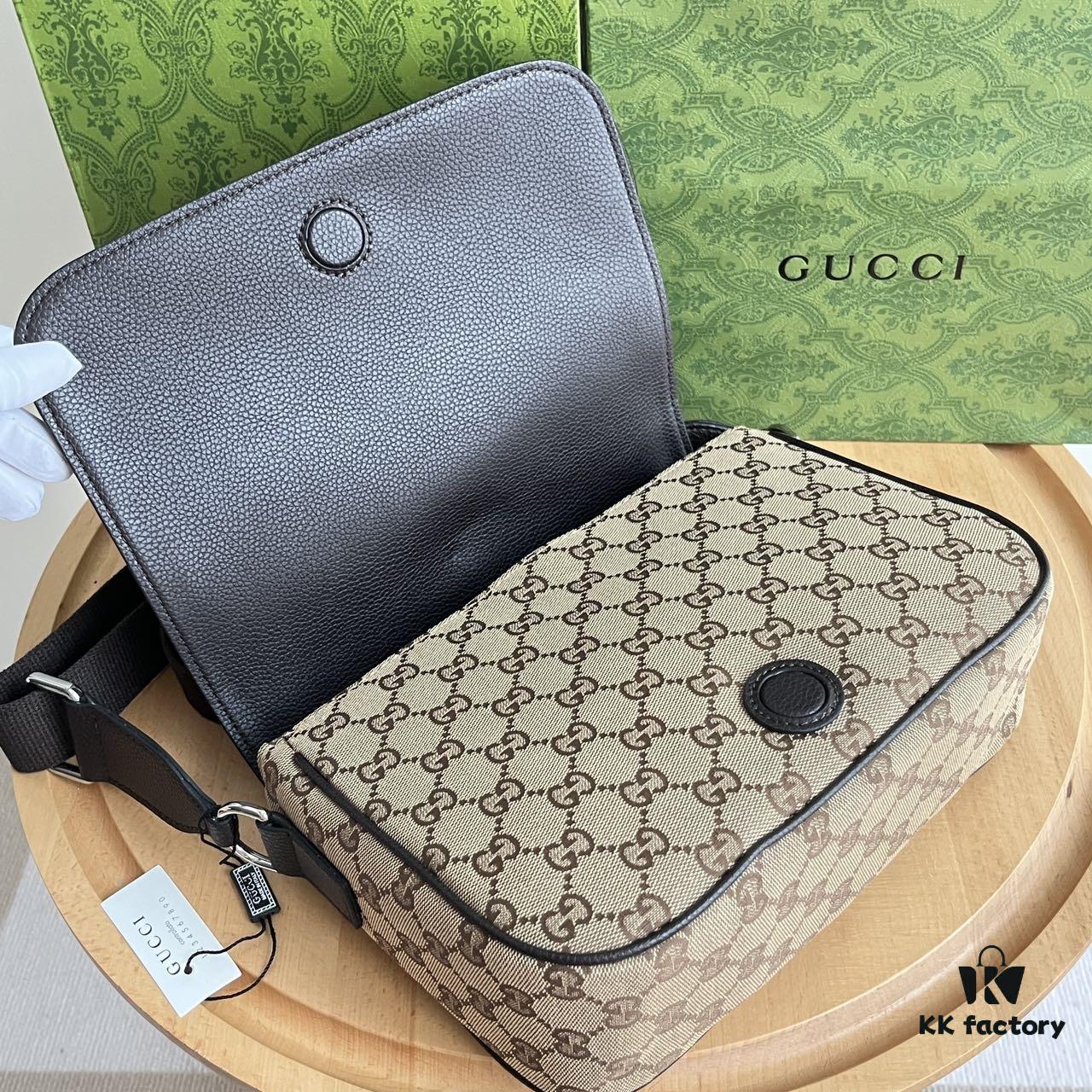 693092ba6e68136f4d9a9d47 Gucci New Flat Messenger Bag Model 449172 Khaki