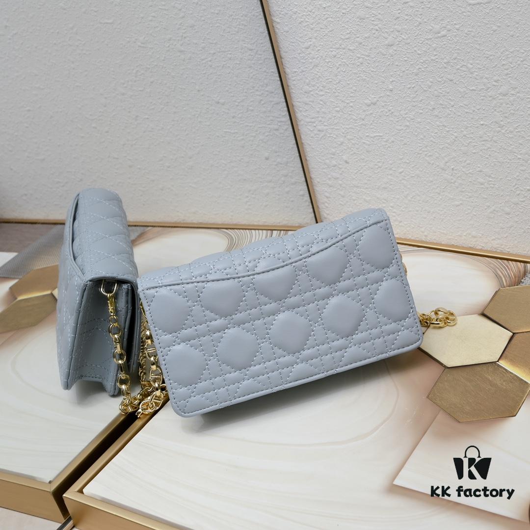 New Dior Caro Chain Bag in White Soft Calfskin with Box