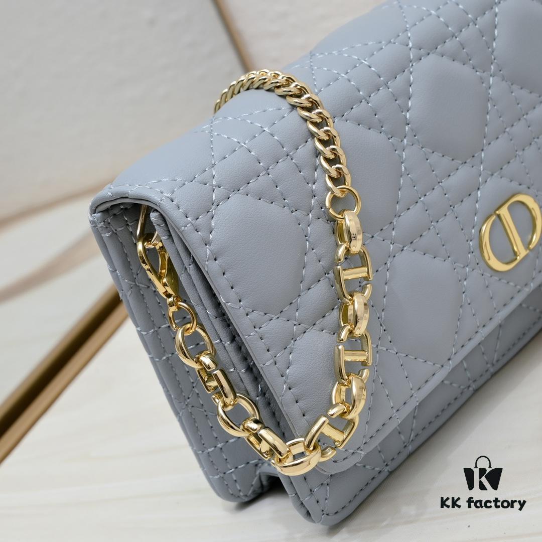 New Dior Caro Chain Bag in White Soft Calfskin with Box