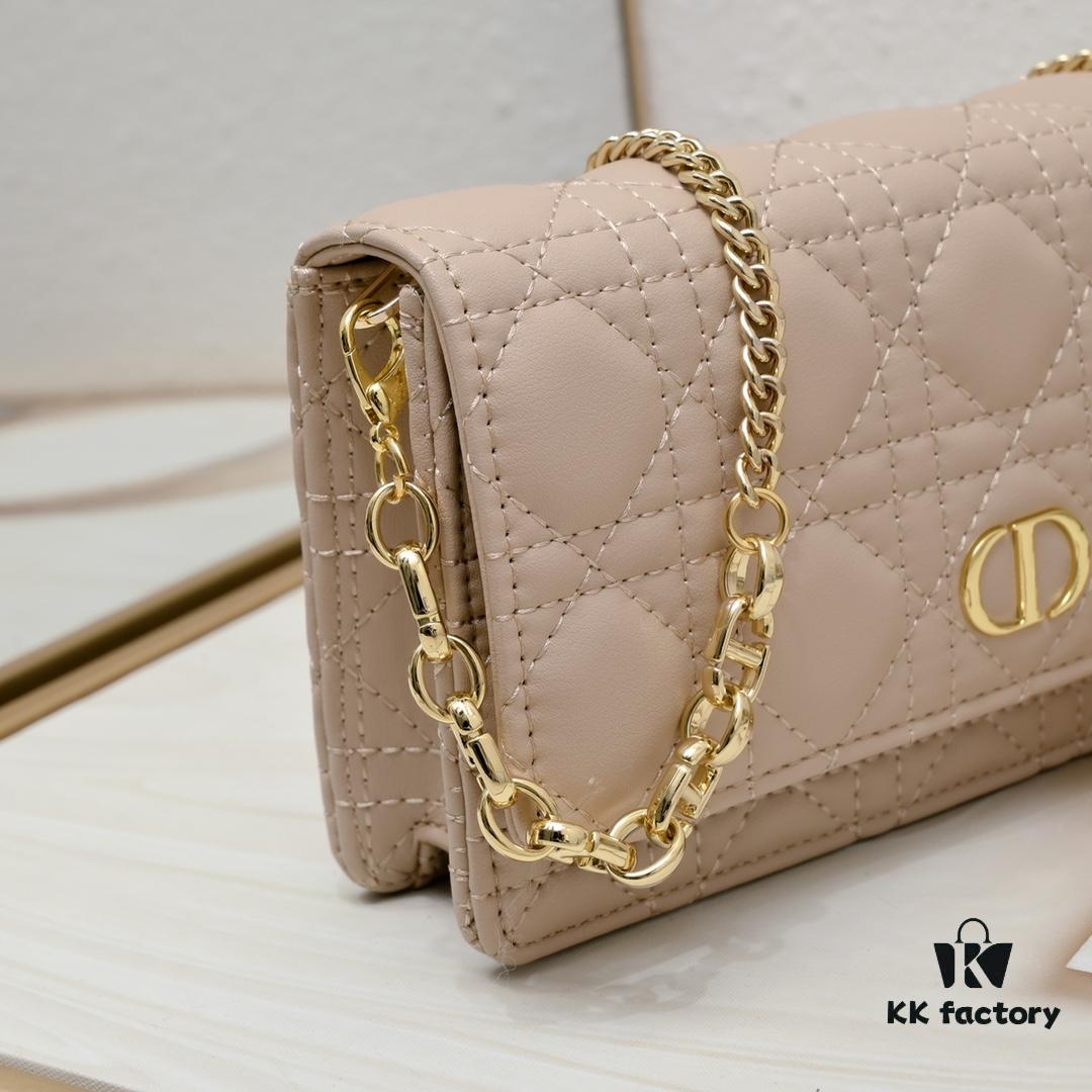 693092cd6e68136f4d9a9d66 New Dior Caro Chain Bag in White Soft Calfskin with Box