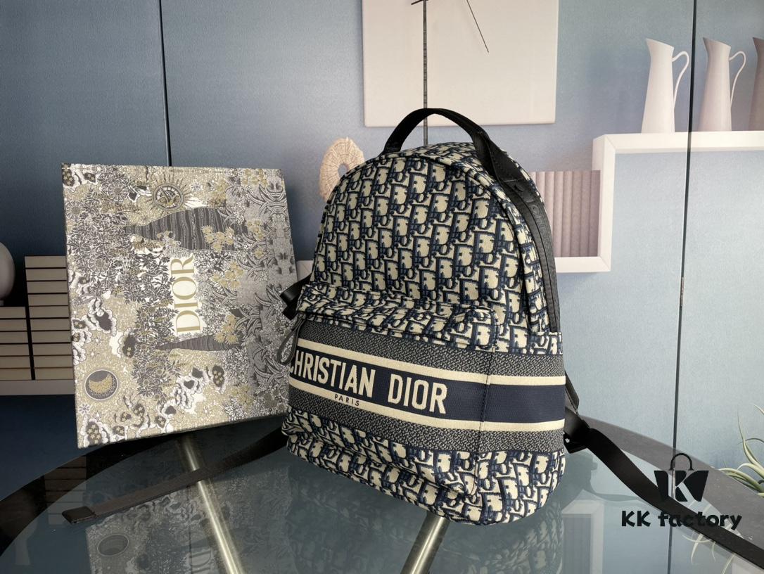 693092ff6e68136f4d9a9dac Embroidered Large Upgrade Backpack Dior 2020 Pre-Spring New Arrival 💥 Oblique Canvas and Black Grained-Touch Calfskin Backpack, Dior Signature Detail, Quilted Tech Mesh Back Panel and 3D 'CD' Logo 🌟 Black Calfskin Trim, Black Quilted Nylon Adjustable Strap ♻️ Dual Function: Shoulder Carry and Handheld
