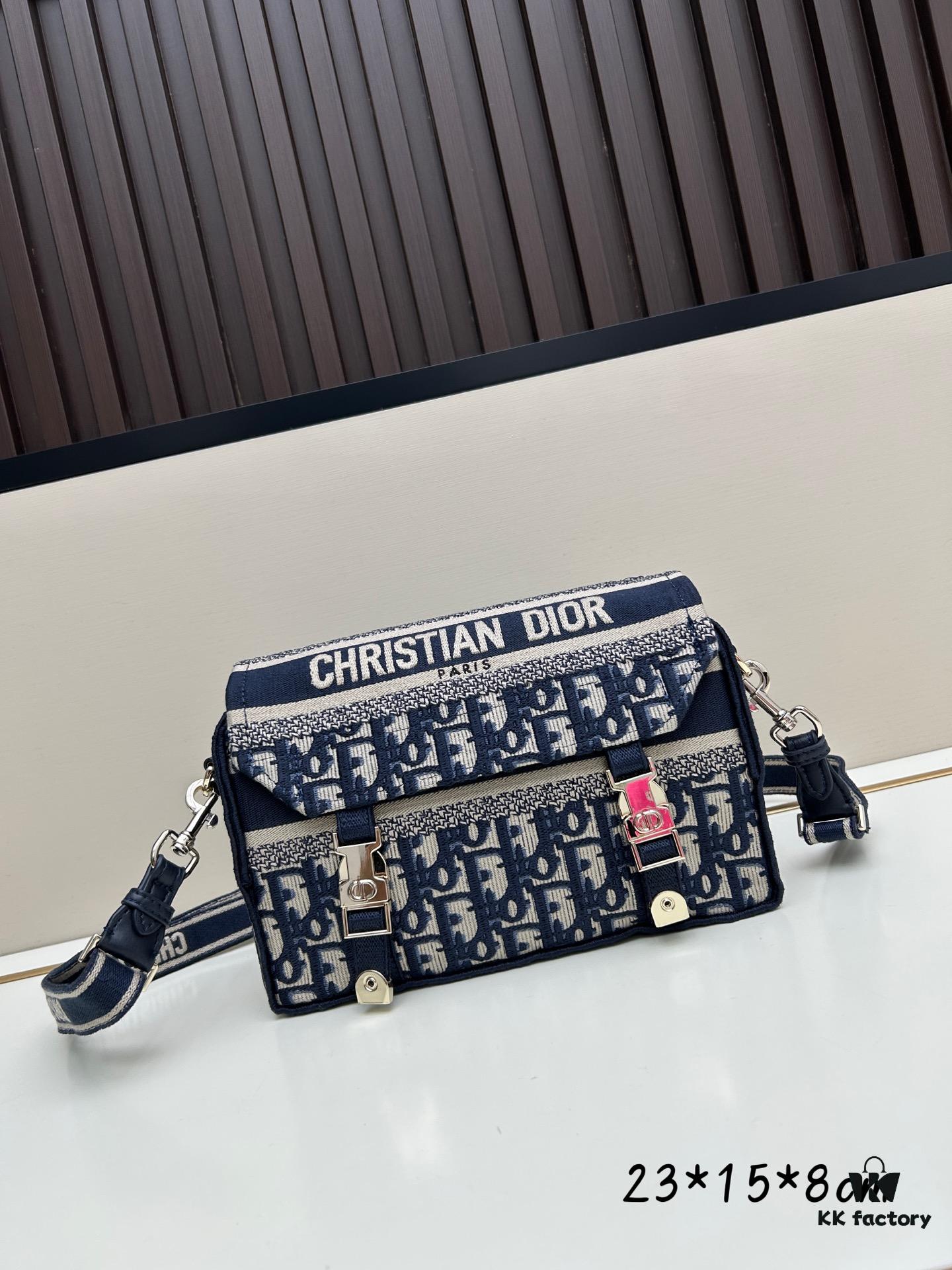 693093116e68136f4d9a9dc6 Small DIOR New Messenger Bag with Box 🆕❤️ - Blue Oblique Print, CD Buckle, Adjustable Shoulder Strap