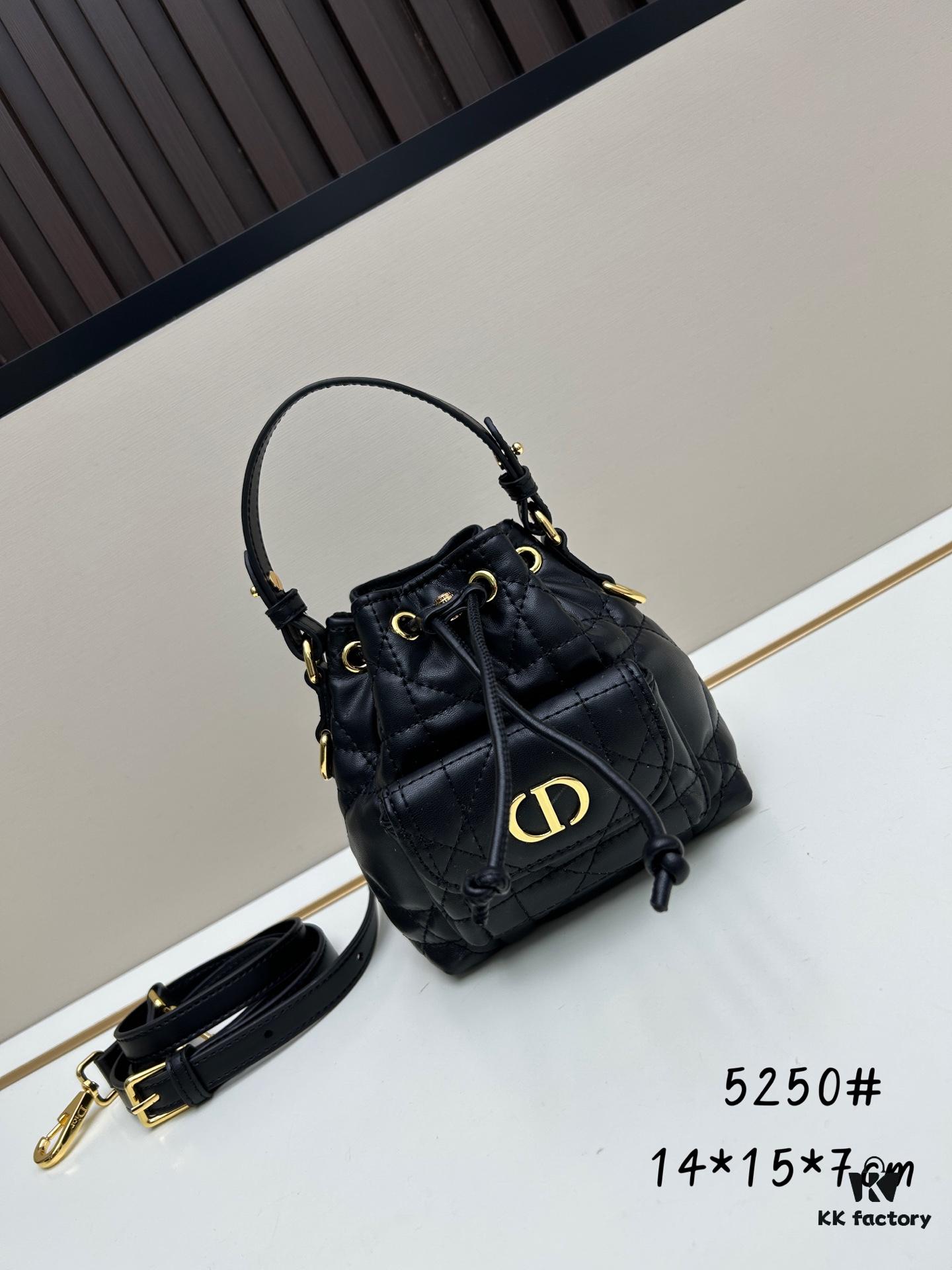 693094356e68136f4d9a9fe0 Dior Caro Mini Bucket Bag in Black Lambskin from the 2025 Fall Collection
