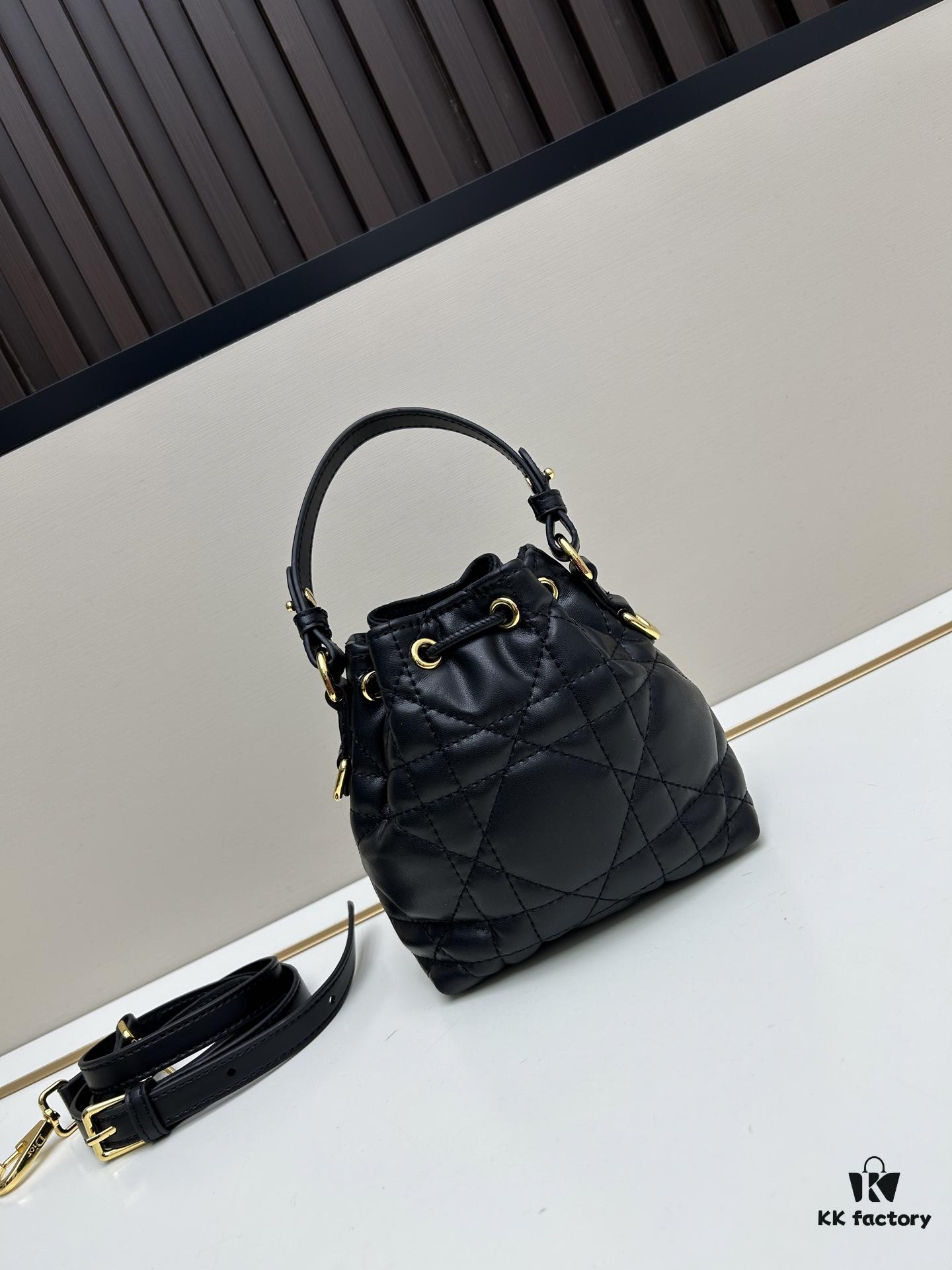 693094396e68136f4d9a9fe5 Dior Caro Mini Bucket Bag in Black Lambskin from the 2025 Fall Collection