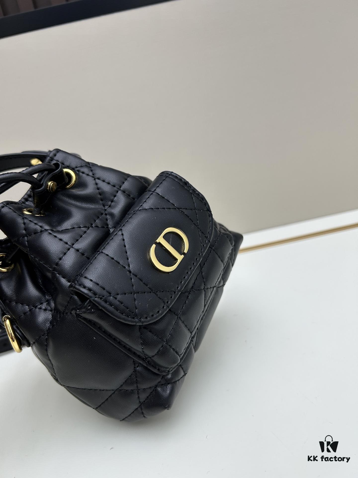 693094396e68136f4d9a9fe6 Dior Caro Mini Bucket Bag in Black Lambskin from the 2025 Fall Collection