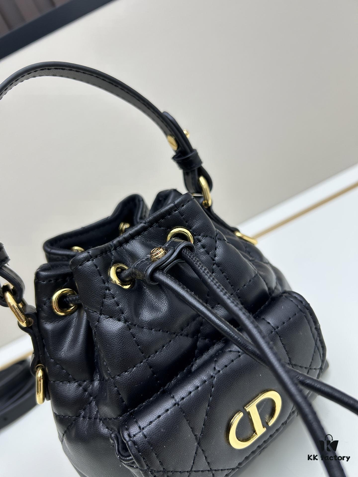 693094396e68136f4d9a9fe8 Dior Caro Mini Bucket Bag in Black Lambskin from the 2025 Fall Collection