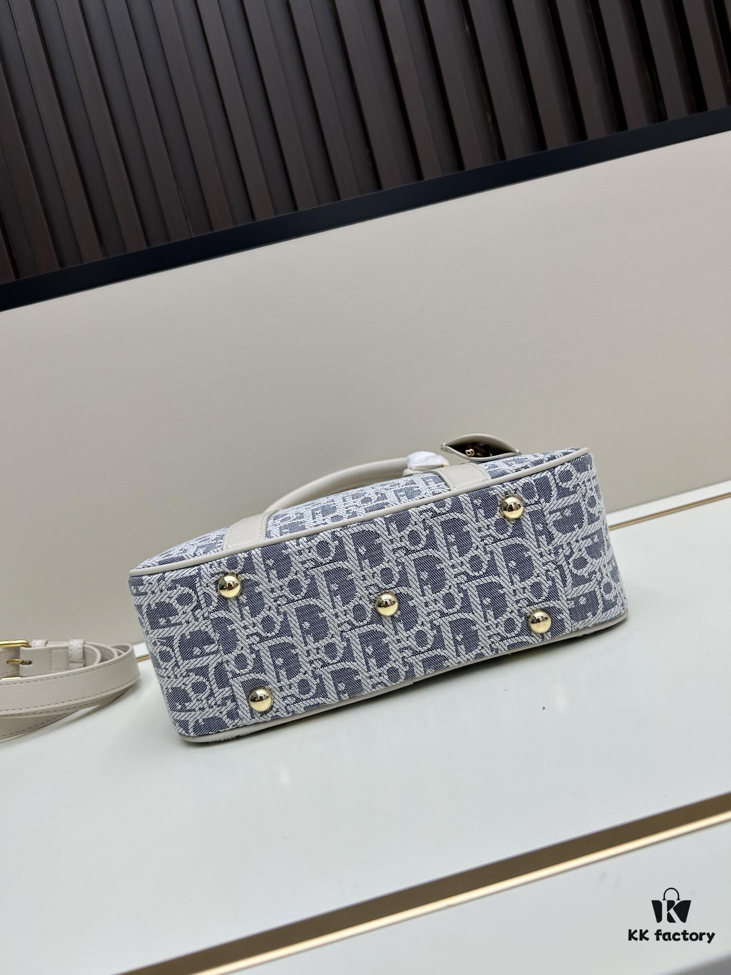 6930944d6e68136f4d9aa00a Small D-Vibe Bowling Bag in Blue Oblique Print
