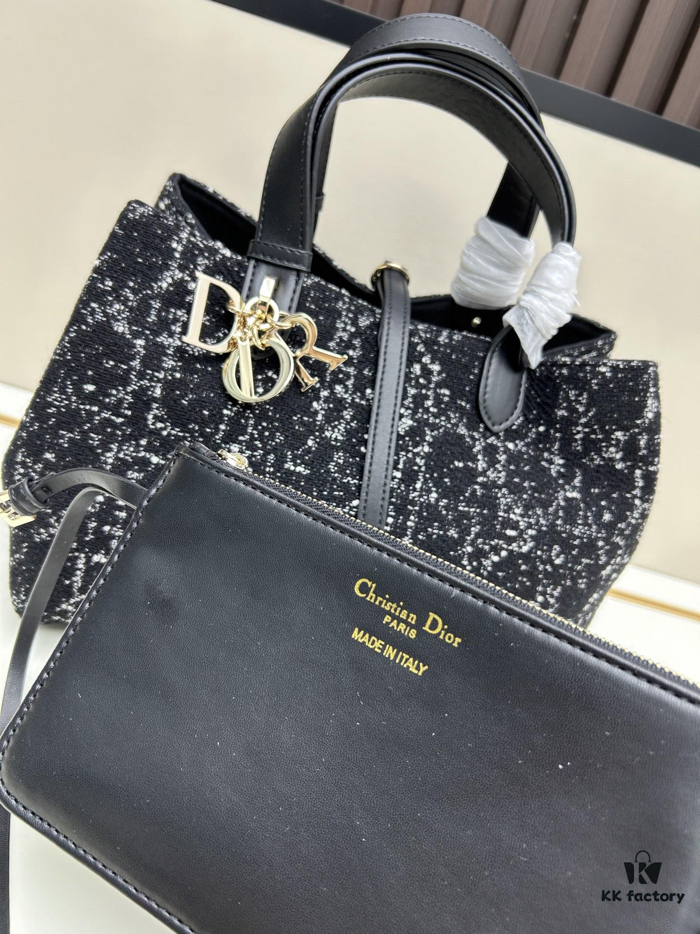 693094546e68136f4d9aa017 Medium Dior Toujours Bag in Black Calfskin with Cannage Stitching