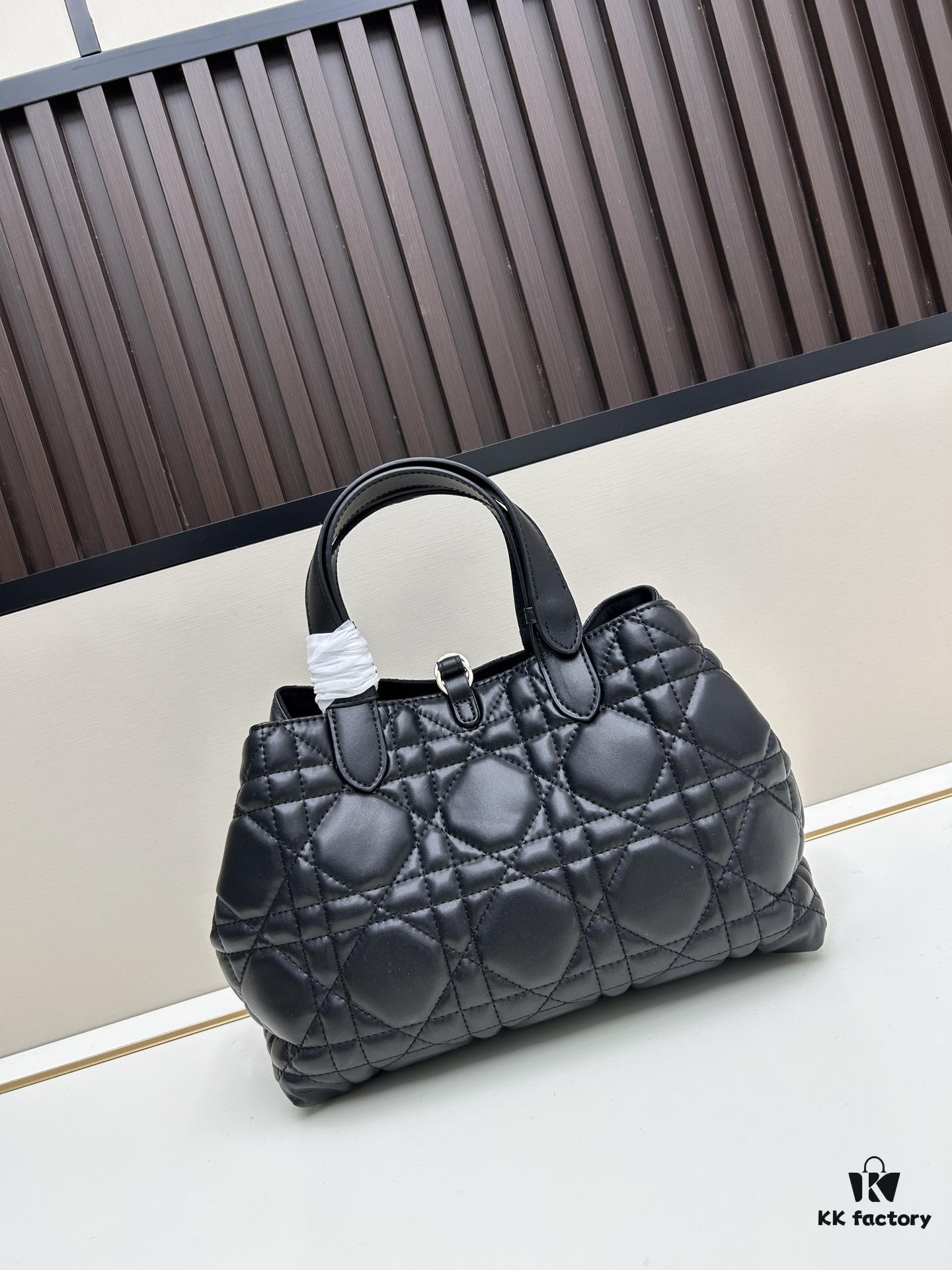 Dior Toujours Medium Bag in Black Calfskin with Cannage Stitching