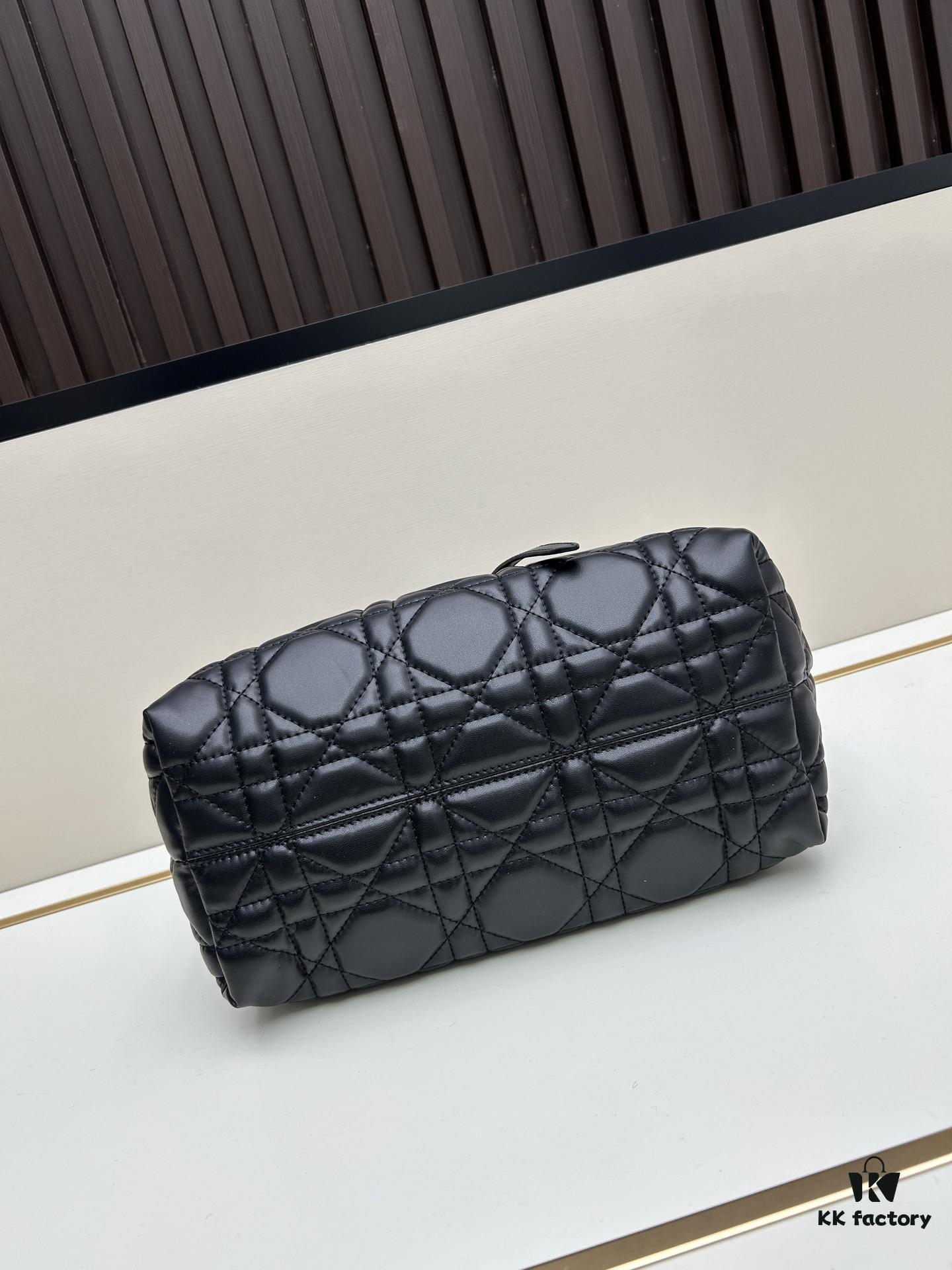 Dior Toujours Medium Bag in Black Calfskin with Cannage Stitching