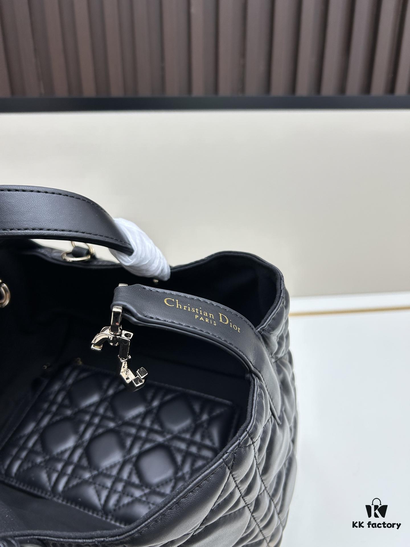 Dior Toujours Medium Bag in Black Calfskin with Cannage Stitching