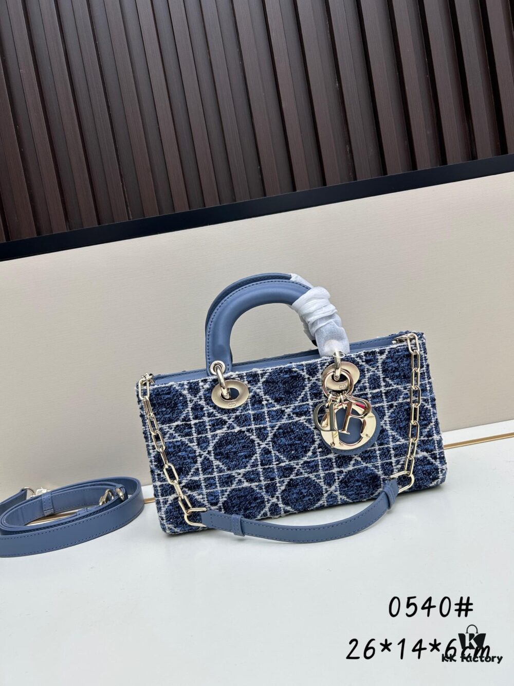 6930946e6e68136f4d9aa042 Dior Lady Bag in Black Herringbone Fabric with Box