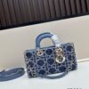 Dior Lady Bag in Black Herringbone Fabric with Box