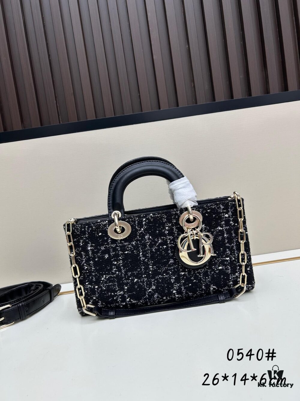 6930946f6e68136f4d9aa043 Dior Lady Bag in Black Tweed with Box