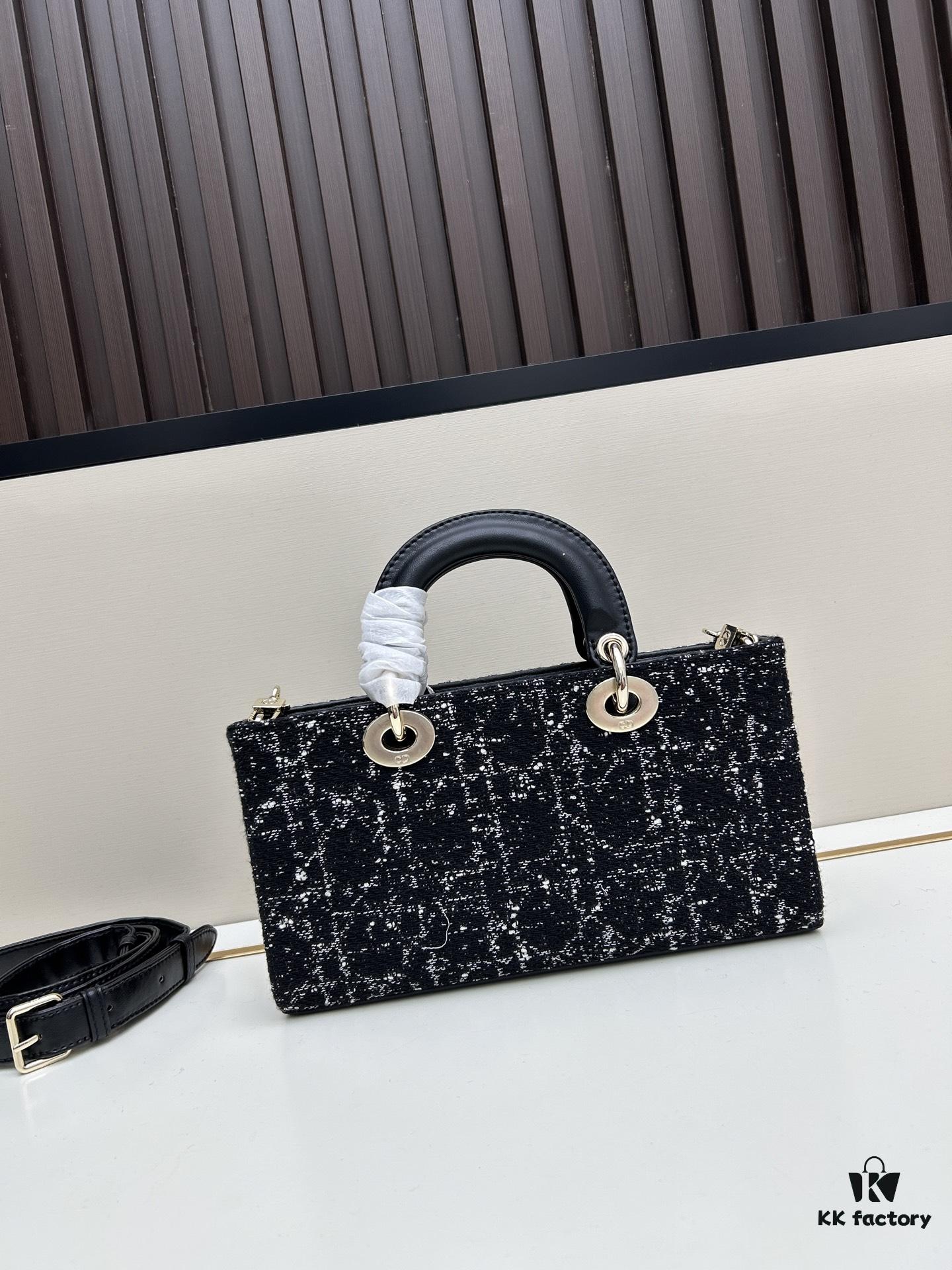 693094706e68136f4d9aa047 Dior Lady Bag in Black Tweed with Box