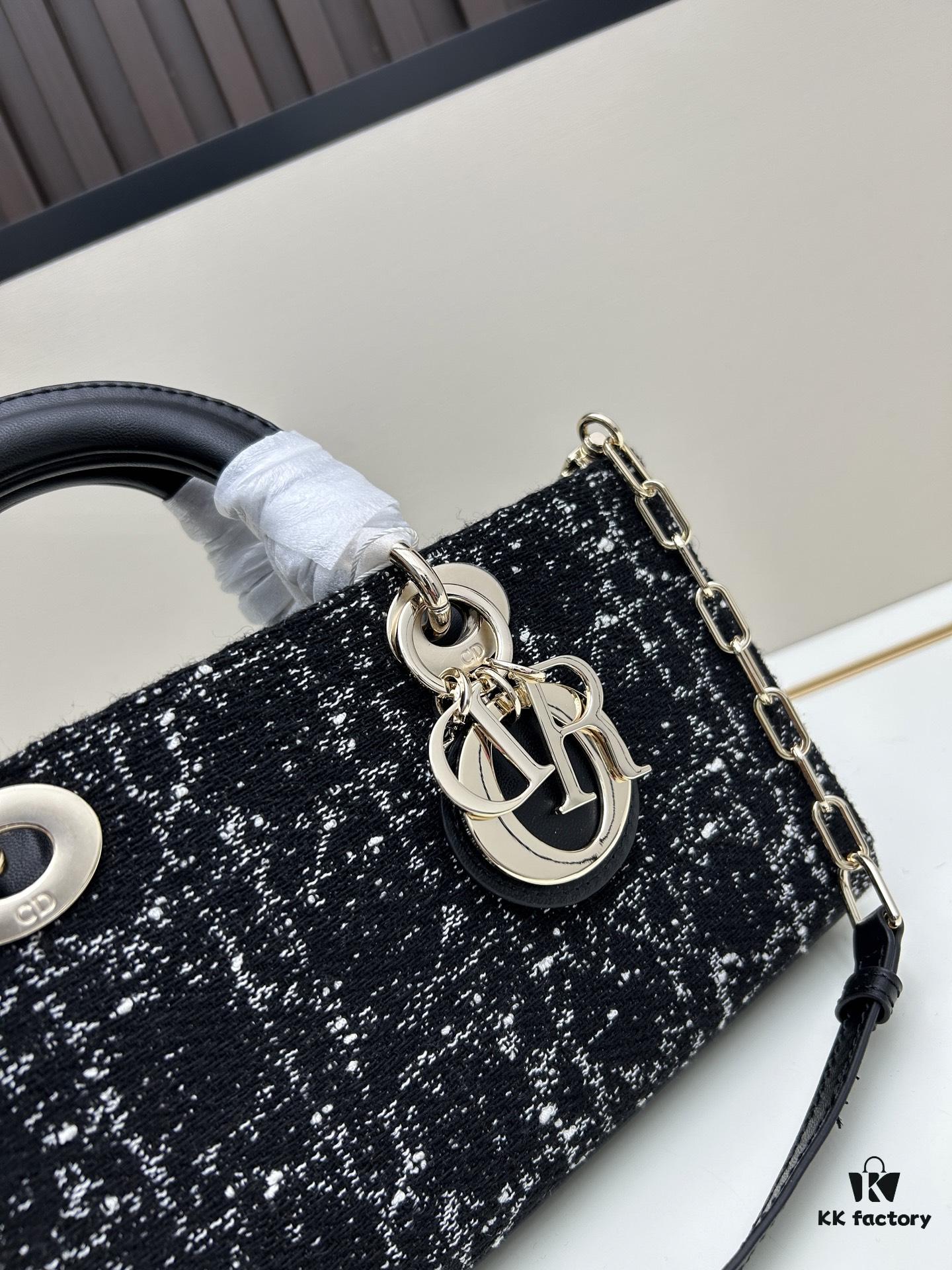 693094716e68136f4d9aa048 Dior Lady Bag in Black Tweed with Box
