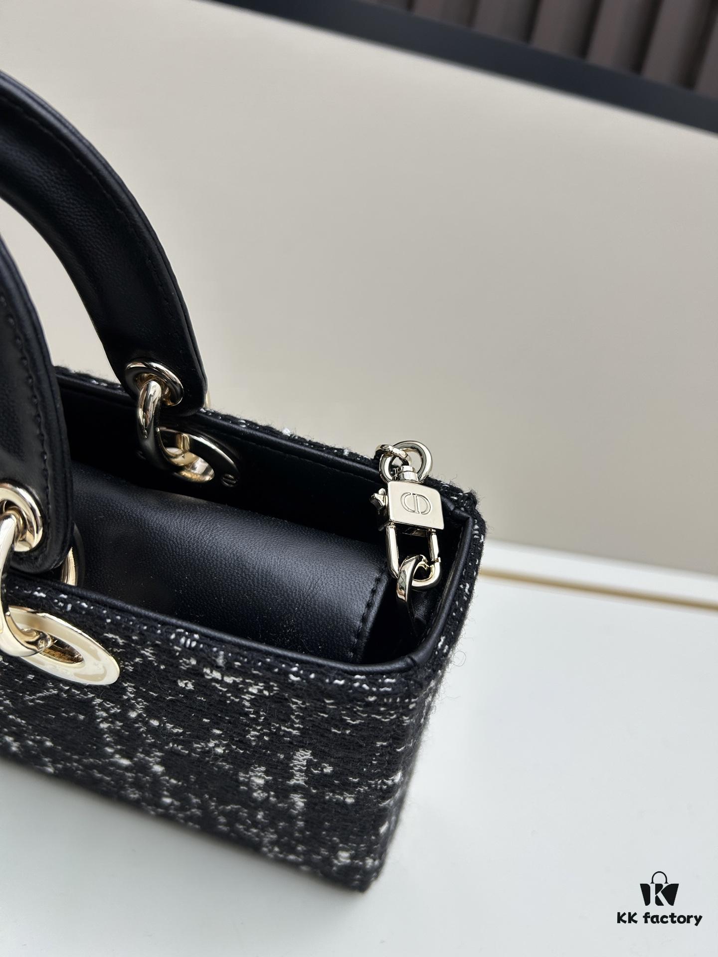 693094746e68136f4d9aa04b Dior Lady Bag in Black Tweed with Box