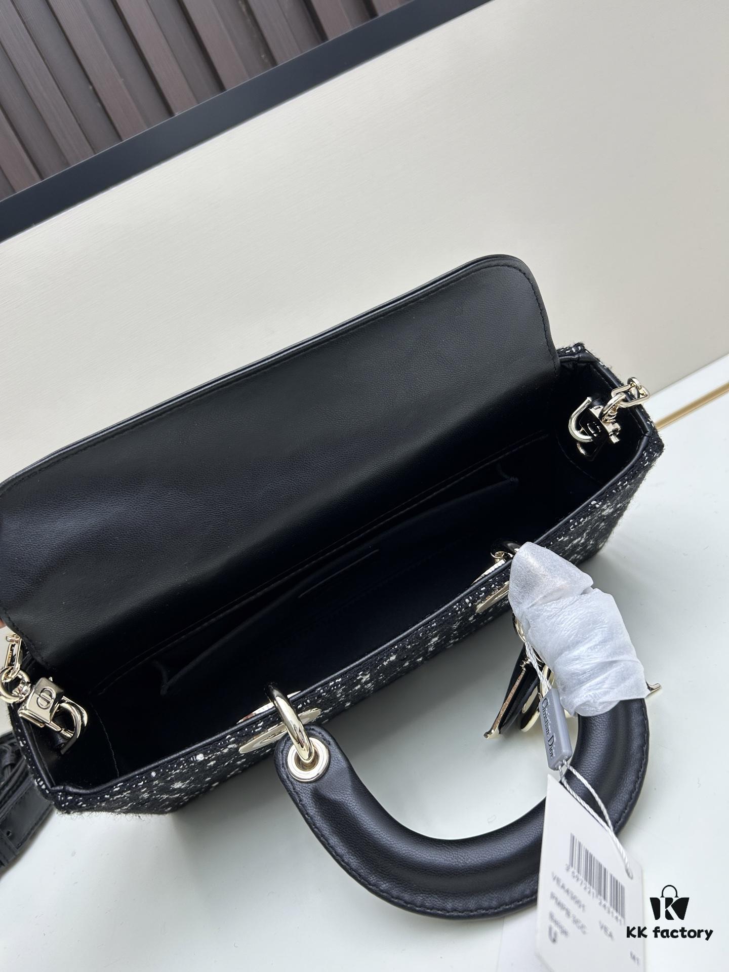 693094746e68136f4d9aa04d Dior Lady Bag in Black Tweed with Box