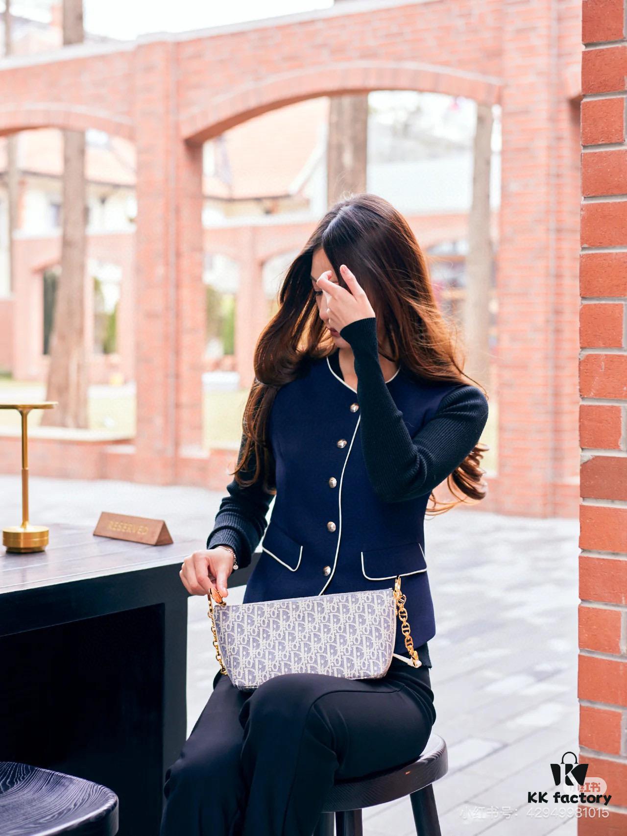 6930949a6e68136f4d9aa092 Diorstar Hobo Chain Bag in Blue Denim Dior Oblique Jacquard