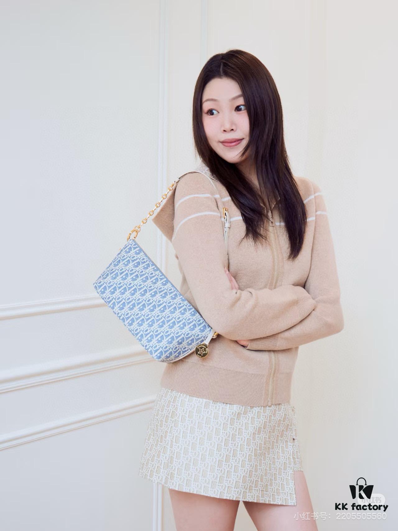 6930949c6e68136f4d9aa097 Diorstar Hobo Chain Bag in Blue Denim Dior Oblique Jacquard
