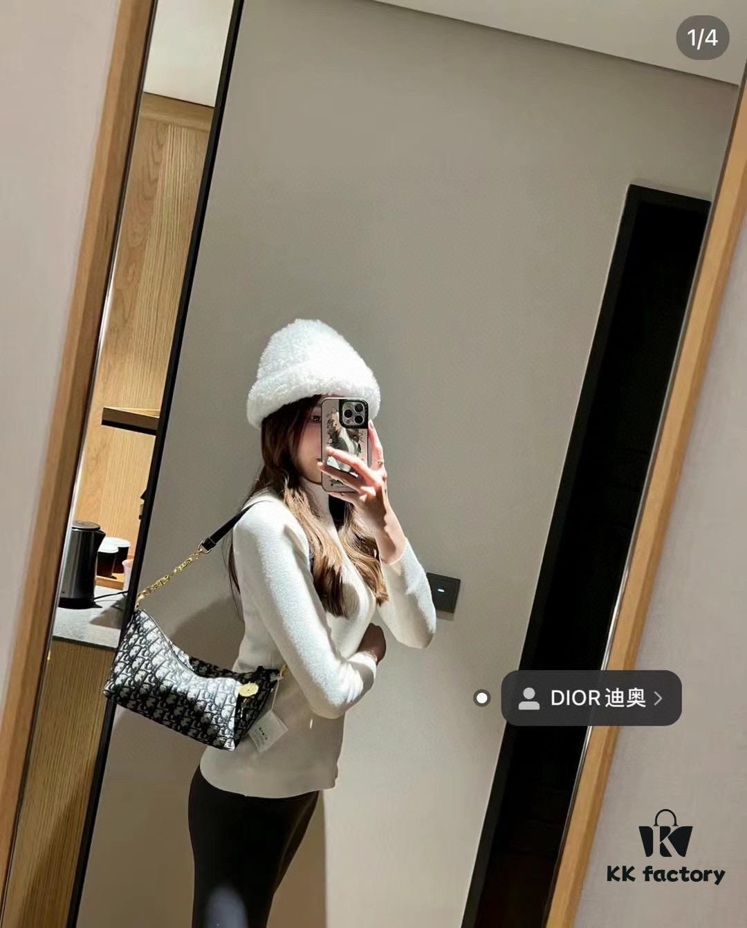 6930949f6e68136f4d9aa09c Diorstar Hobo Chain Bag in Blue Denim Dior Oblique Jacquard