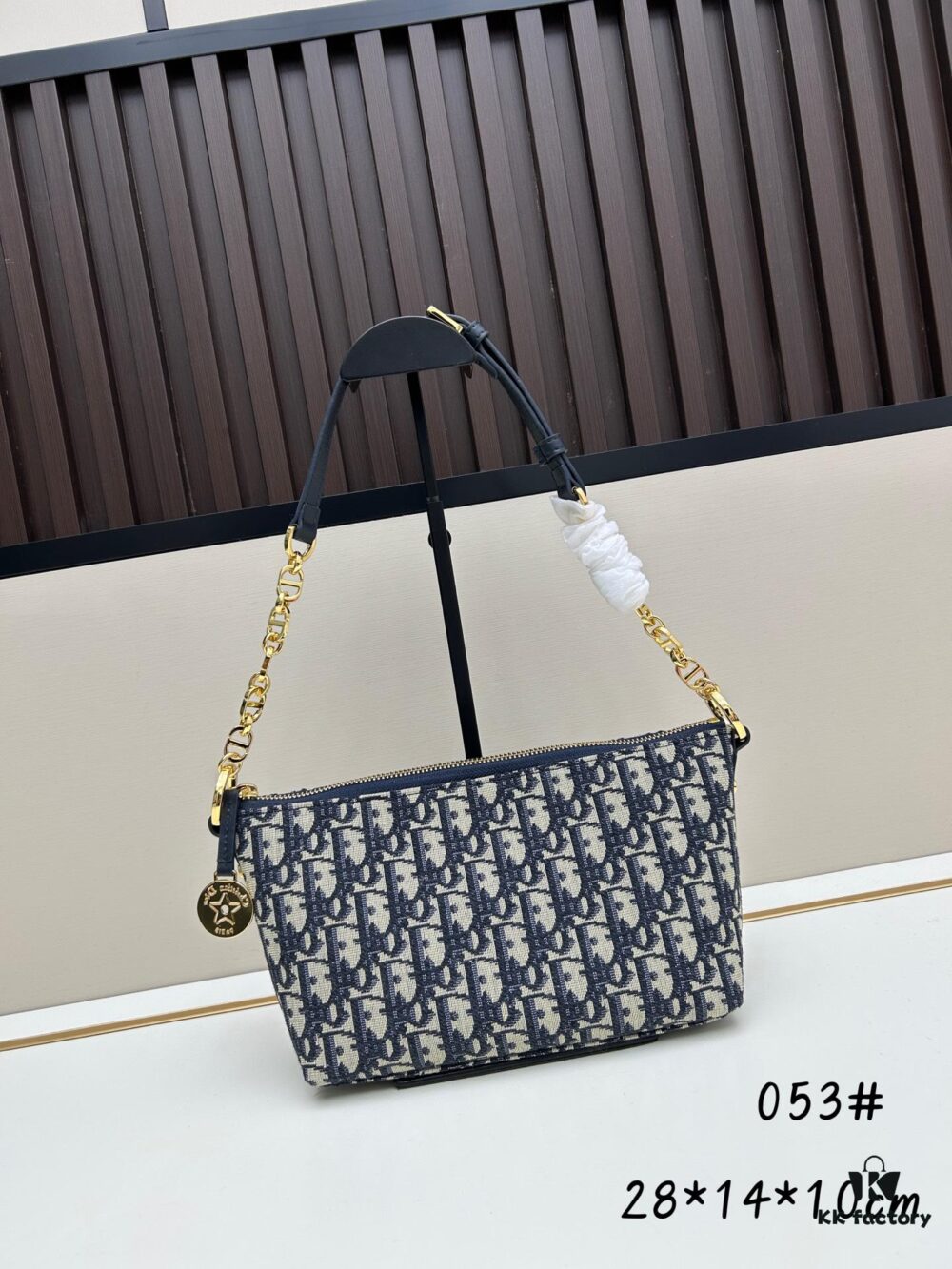 693094a06e68136f4d9aa09d Diorstar Hobo Chain Bag in Blue Denim Dior Oblique Jacquard