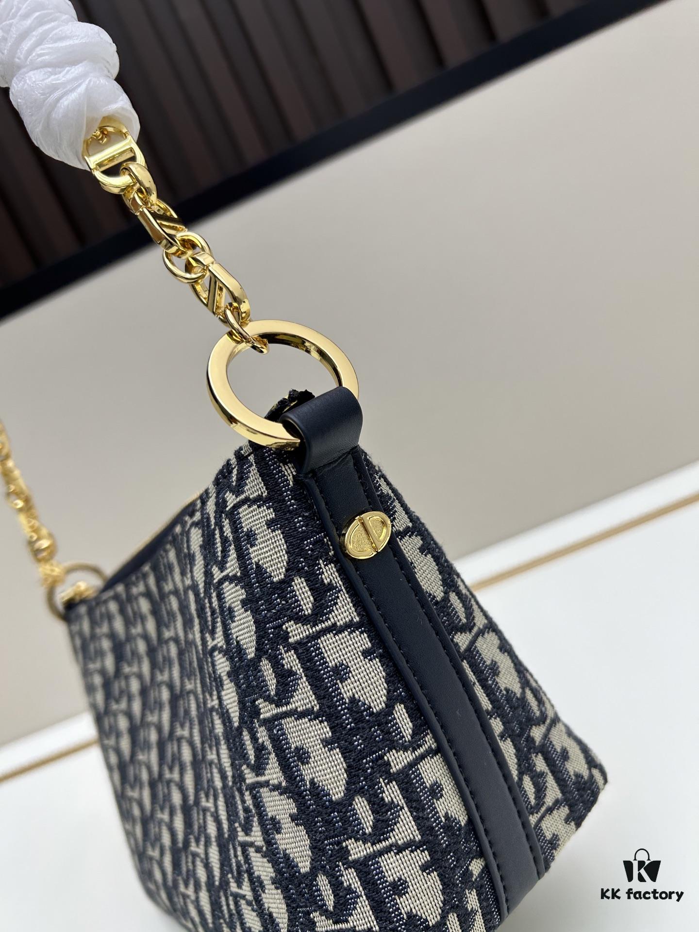693094a16e68136f4d9aa0a0 Diorstar Hobo Chain Bag in Blue Denim Dior Oblique Jacquard