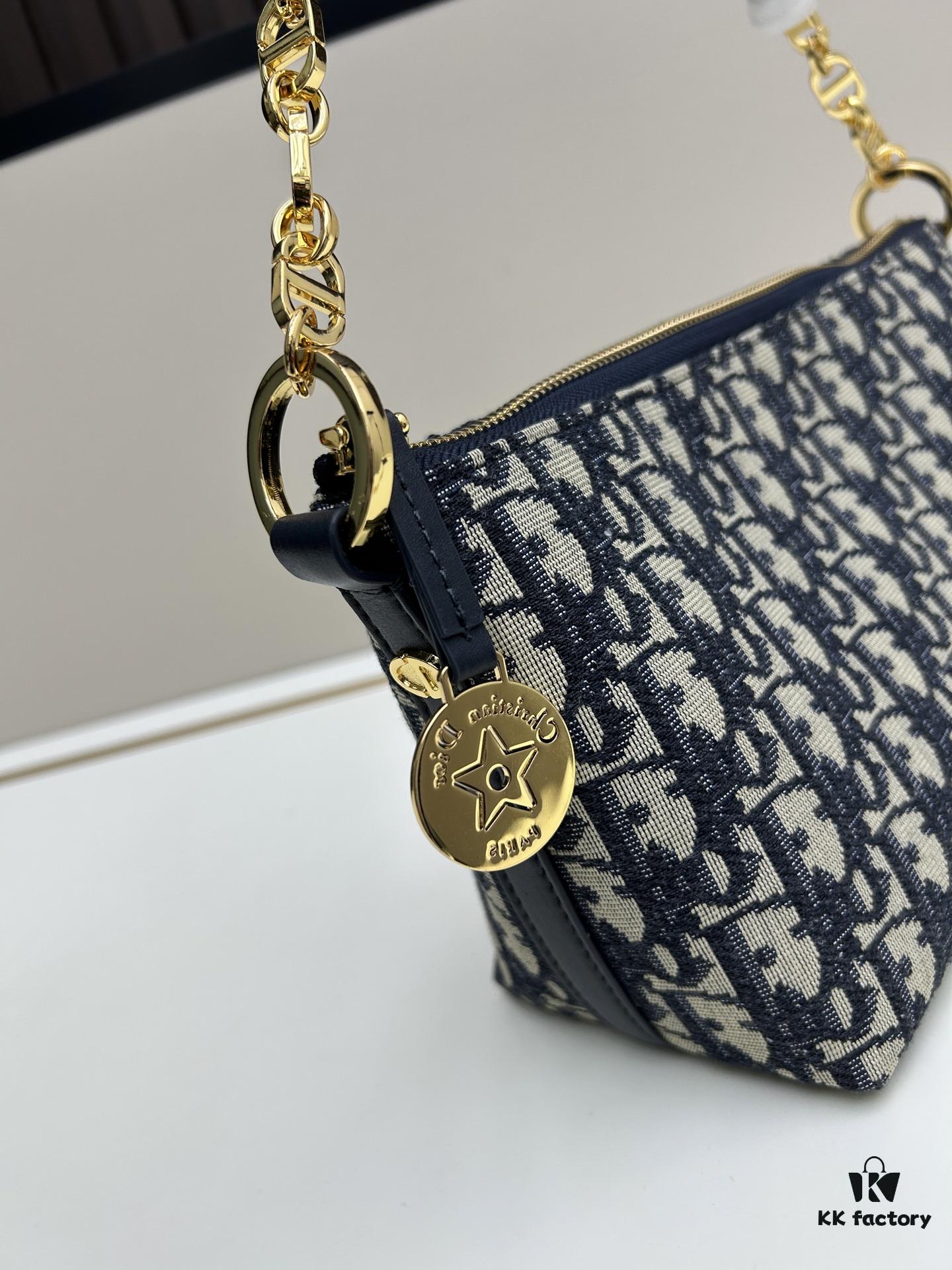 693094a26e68136f4d9aa0a1 Diorstar Hobo Chain Bag in Blue Denim Dior Oblique Jacquard