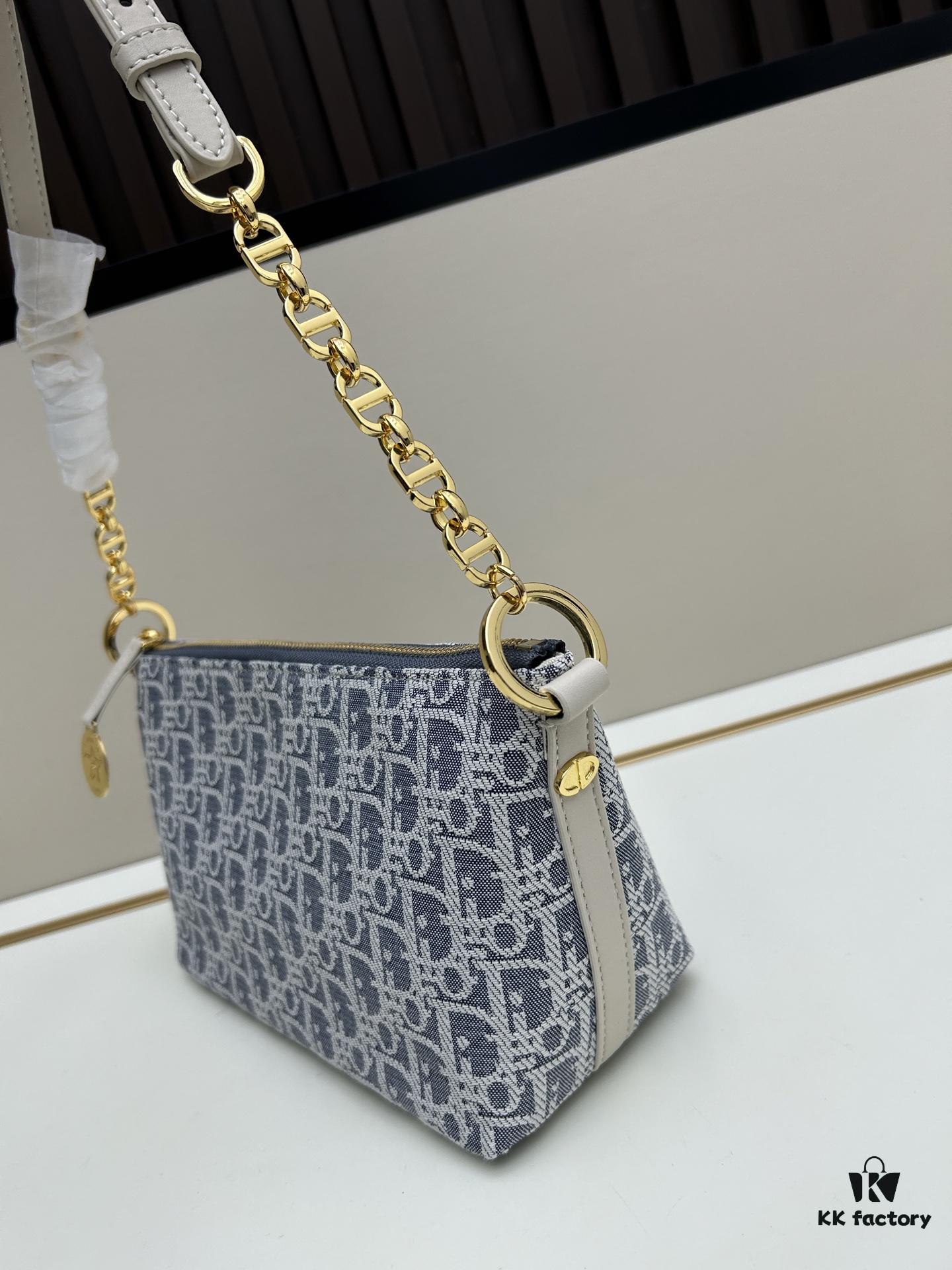 693094a66e68136f4d9aa0a6 Diorstar Hobo Chain Bag in Blue Denim Dior Oblique Jacquard