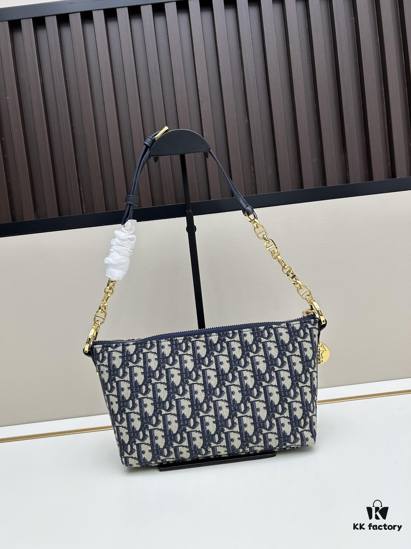 693094a76e68136f4d9aa0a9 Diorstar Hobo Chain Bag in Blue Denim Dior Oblique Jacquard