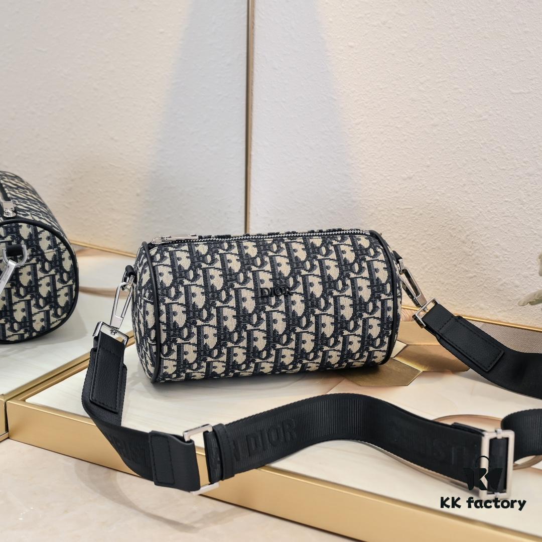 693094b36e68136f4d9aa0c1 Dior 2024 Pre-Spring New Arrival OBLIQUE Printed Canvas Cylindrical Tote Bag with Tiger Head Box 🐯🖤 Adjustable and Removable Strap in Black Fabric and Calfskin Unisex Design