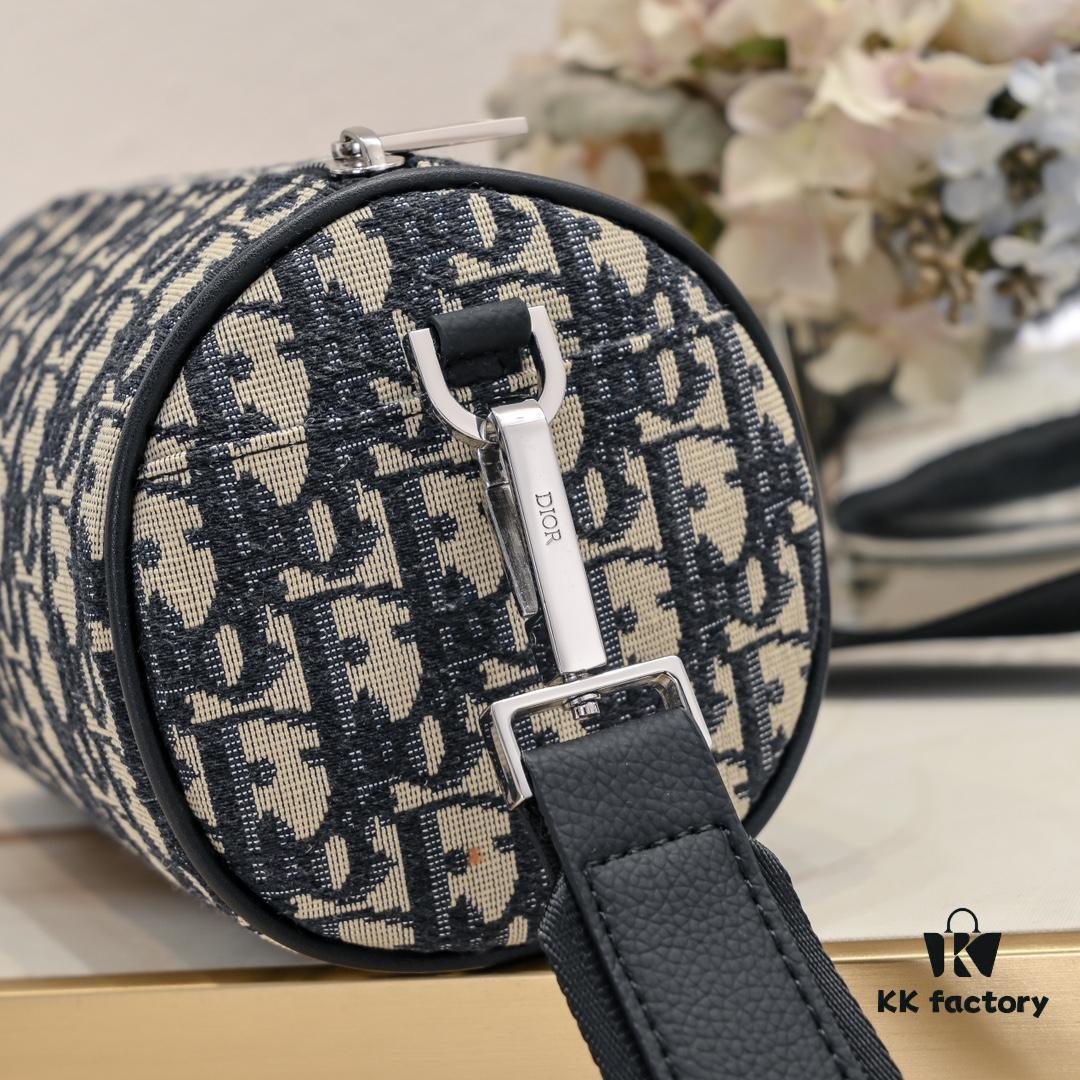 693094b76e68136f4d9aa0c8 Dior 2024 Pre-Spring New Arrival OBLIQUE Printed Canvas Cylindrical Tote Bag with Tiger Head Box 🐯🖤 Adjustable and Removable Strap in Black Fabric and Calfskin Unisex Design