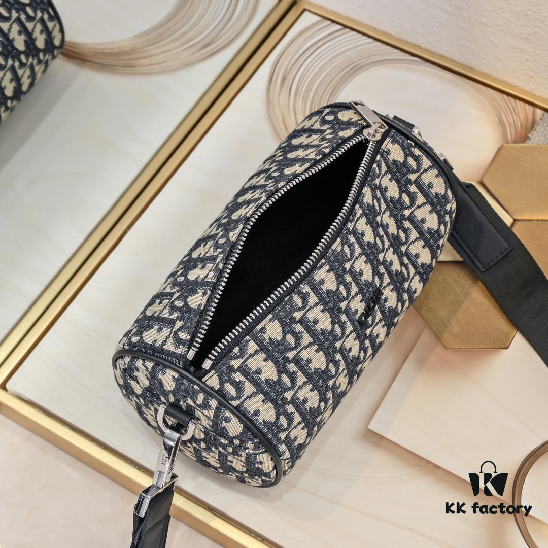 693094b76e68136f4d9aa0ca Dior 2024 Pre-Spring New Arrival OBLIQUE Printed Canvas Cylindrical Tote Bag with Tiger Head Box 🐯🖤 Adjustable and Removable Strap in Black Fabric and Calfskin Unisex Design