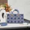 693094f46e68136f4d9aa141 Dior Lady Bag in Black Houndstooth Canvas with Leather Trim