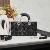 693094f76e68136f4d9aa14b Lady Dior Tweed Black Leather Bag with Box