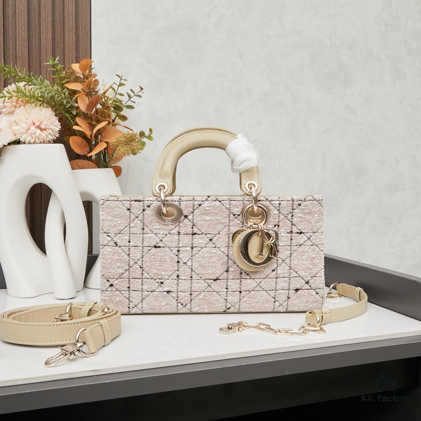Dior Lady Bag in Black Tweed with Box