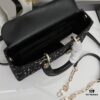 693094fb6e68136f4d9aa152 Lady Dior Tweed Black Leather Bag with Box