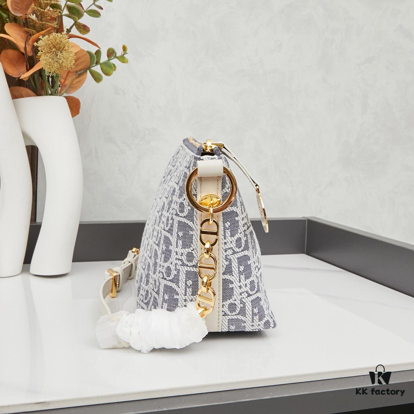 6930950d6e68136f4d9aa175 Diorstar Hobo Chain Bag in Blue Denim Dior Oblique Jacquard