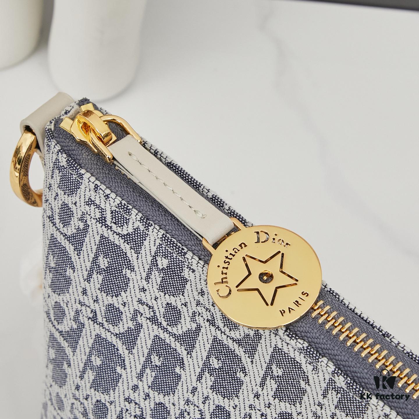 6930950f6e68136f4d9aa179 Diorstar Hobo Chain Bag in Blue Denim Dior Oblique Jacquard