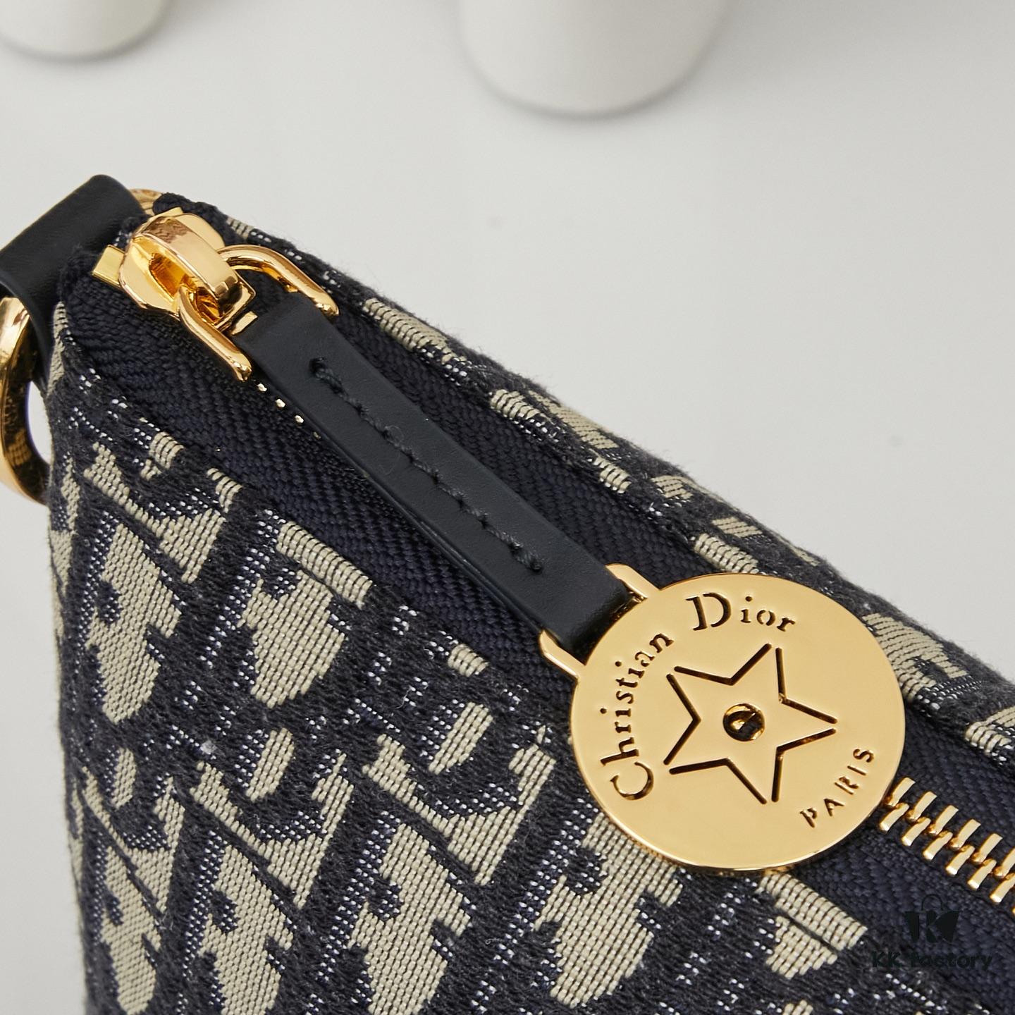693095136e68136f4d9aa182 Diorstar Hobo Chain Bag in Blue Denim Dior Oblique Jacquard