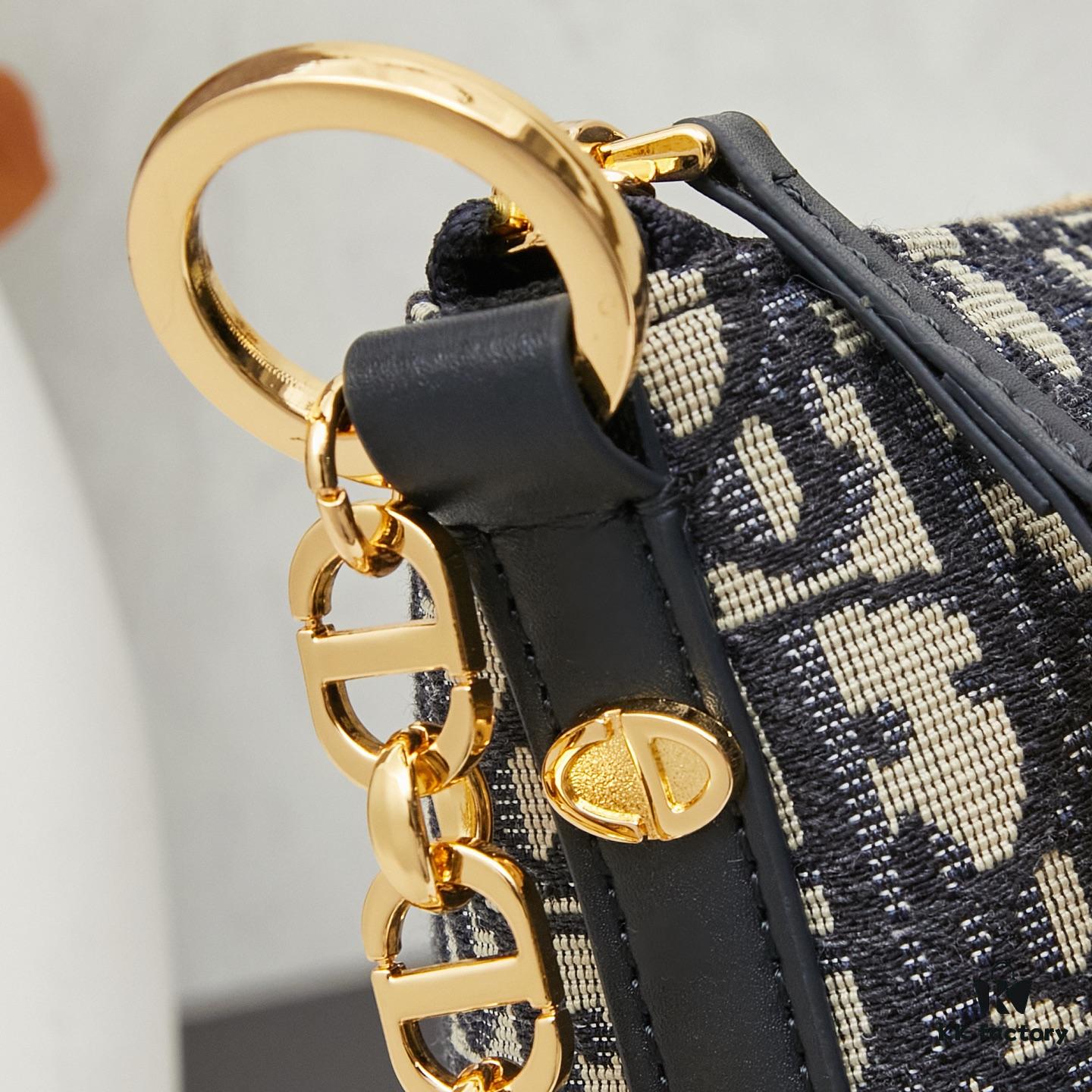693095146e68136f4d9aa183 Diorstar Hobo Chain Bag in Blue Denim Dior Oblique Jacquard