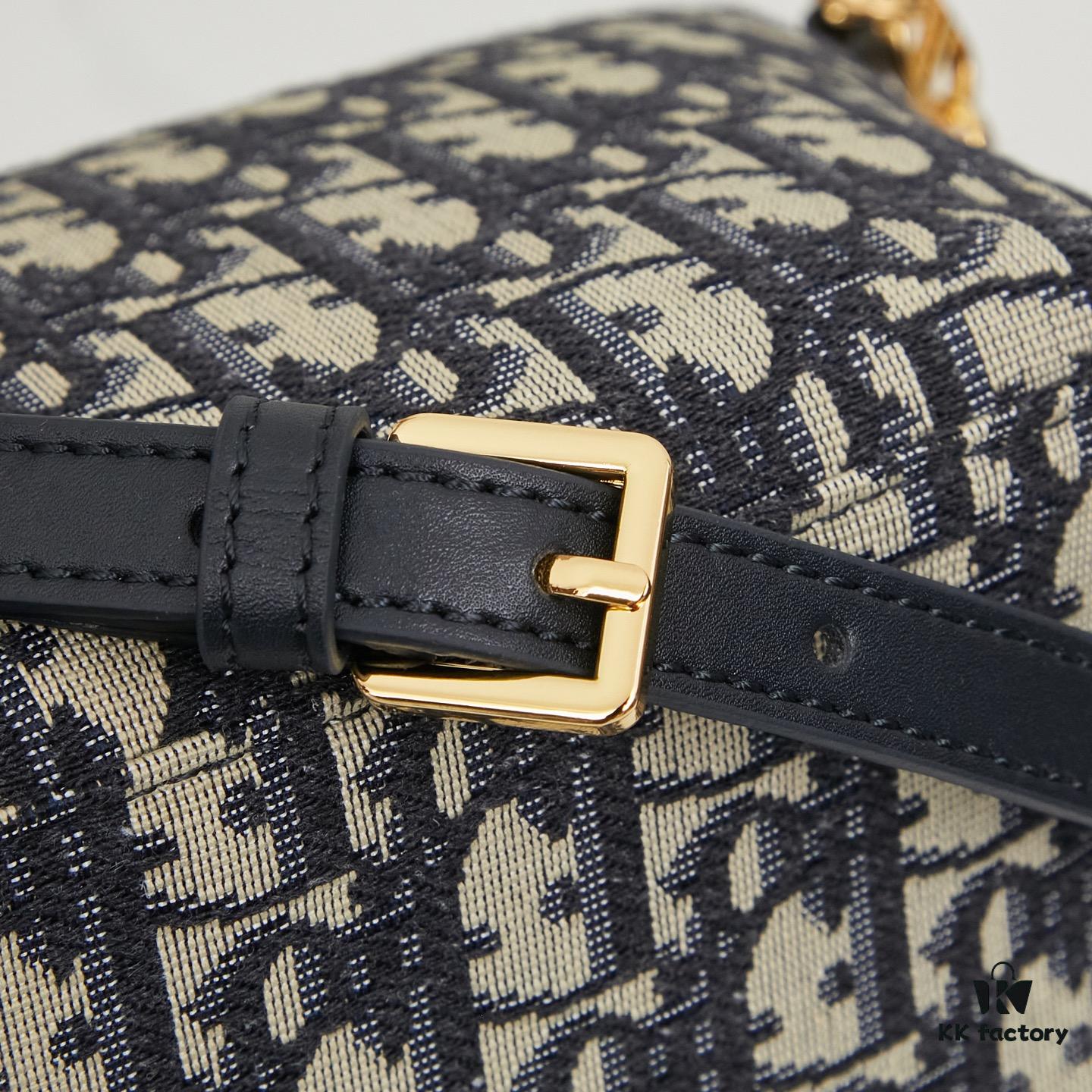 693095156e68136f4d9aa184 Diorstar Hobo Chain Bag in Blue Denim Dior Oblique Jacquard