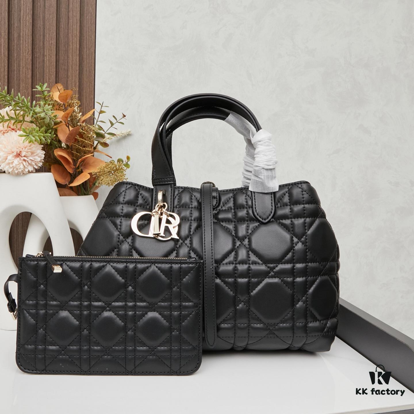 693095286e68136f4d9aa1a9 Dior Toujours Medium Bag in Black Calfskin with Cannage Stitching