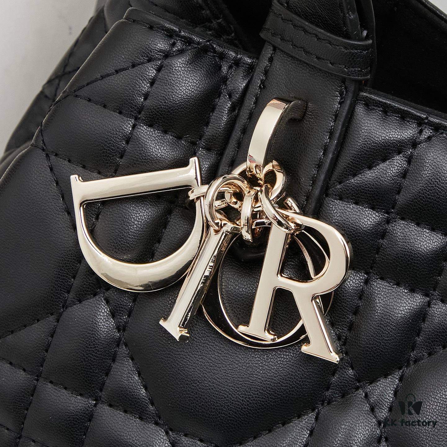 6930952a6e68136f4d9aa1ad Dior Toujours Small Bag in Black Calfskin with Cannage Stitching