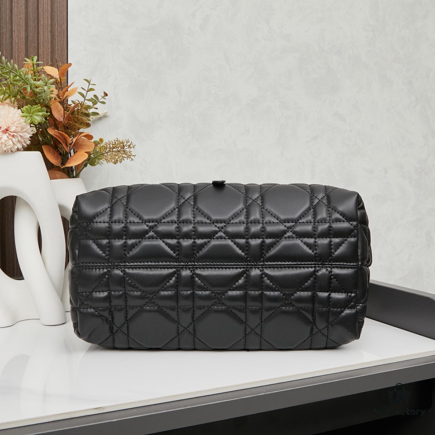 6930952b6e68136f4d9aa1af Dior Toujours Medium Bag in Black Calfskin with Cannage Stitching